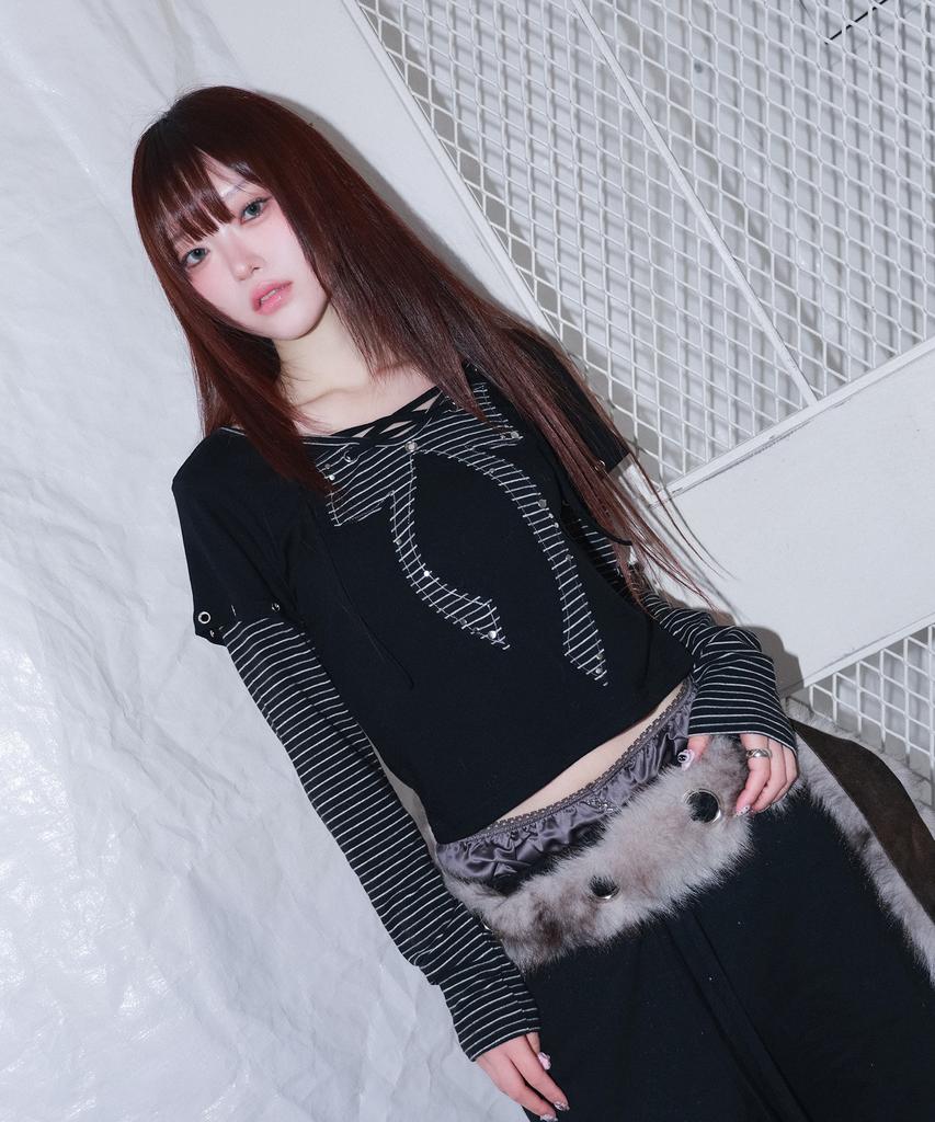 Chelikwili Punky Bow Layered Tee - Black