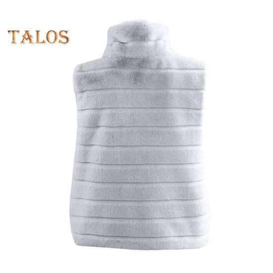 Women Vest Coat Faux Fur Stand Collar Zip-up Cardigan Sleeveless Solid Color Cozy Keep Warm Outerwear Daily Wear School Waistcoat