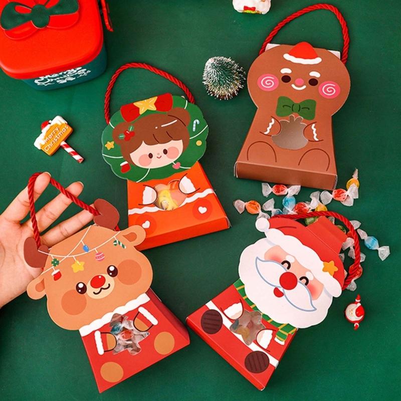 Festive Christmas Gift Boxes 10pcs Chocolate Candy Packaging Bags for Home Decor