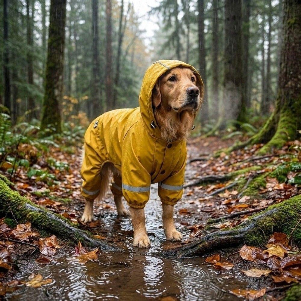 Soft Plush Winter Warm Dog Raincoat Reflective Trim Pet Waterproof Cloak Travel