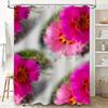 Pink Floral Shower Curtain Set With Blue Leaves For Bathroom Decor Home Decoration Curtains Flower Print Shower Curtain Liner