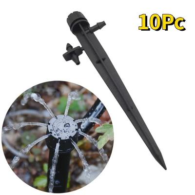10 Pcs Adjustable 360° 8 Hole Micro Sprinkler Full Circle Scattering Spray Nozzle Drip Irrigation Inserting Ground Stake Emitter.