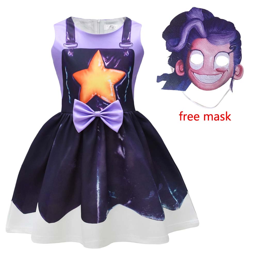 

Girls Lily Cosplay Bow Dress With Free Mask Summer Outfits For Kids Halloween Carnival Party Costume Beautiful Princess Dress 110cm