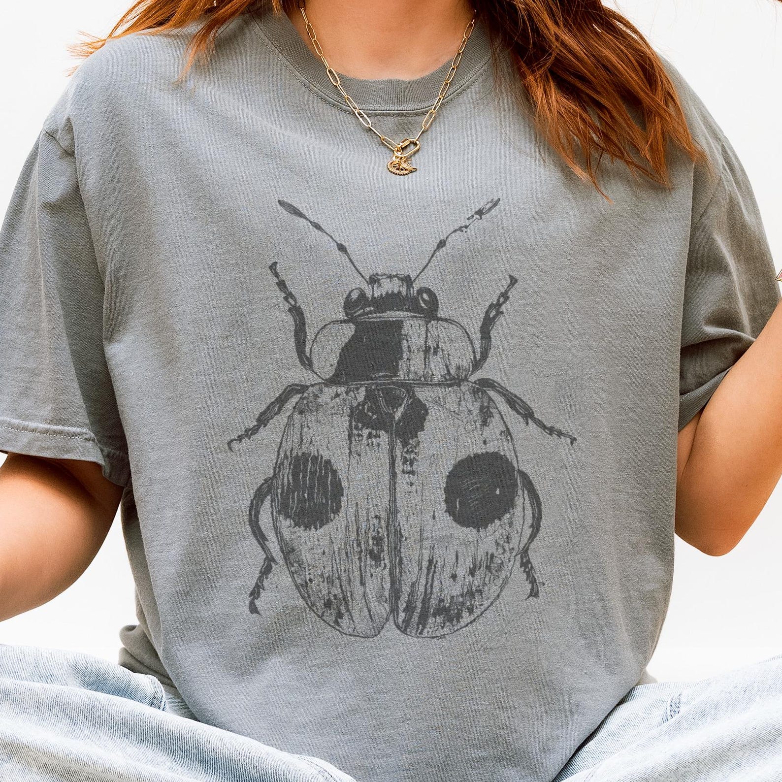 Ladybug Sketch T-Shirt, Insect Art Tee, Unisex Comfort Colors 120
