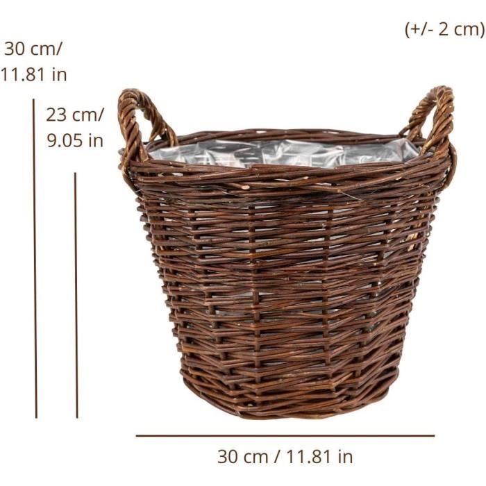 Creative Home Dark Wicker Flower Pot | Height 30 Cm | Hand-Woven | Indoor Protection | Flower Pot Storage