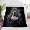 Black Muscle Pitbull Pattern Flannel Throw Blanket - Digital Print Soft High-Quality Polyester Non-Pilling