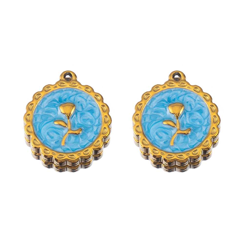 2pcs Stainless Steel Blue Enamel Marine Anklet Charms Bohemia Pendant Base for DIY Earrings Necklaces Vacation Jewelry Findings