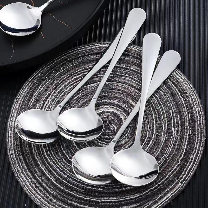 Stainless Steel Spoons, Spoons, Tableware, Coffee Spoons, Household Small Round Spoons, Dessert Spoons, Mugs, Mixing Spoons, Gold and Silver Spoons