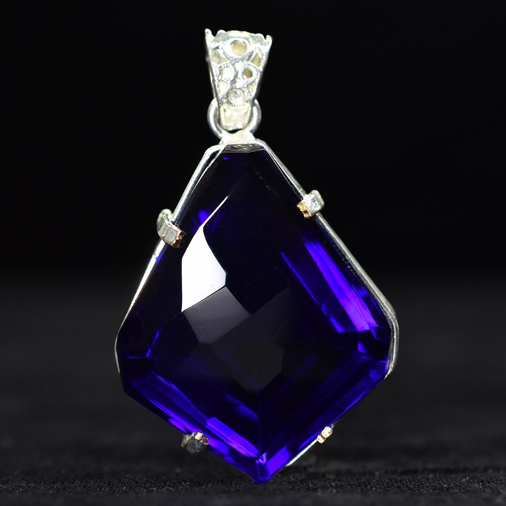 A+ Quality 87.5 Ct CERTIFIED Tanzanite 925 Sterling Silver Blue Fancy Pendant MY-PD-118-NS