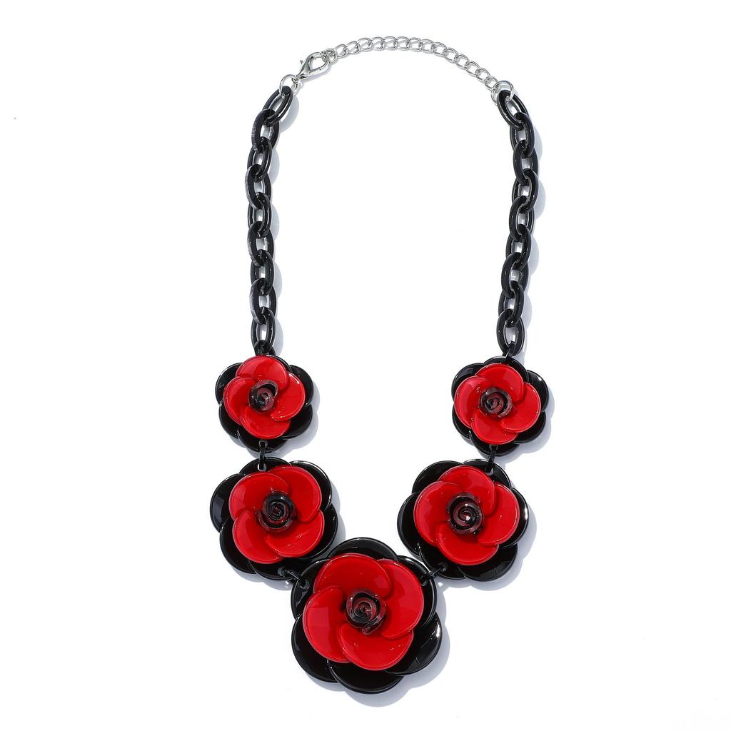 Bohemian Acrylic Flower Necklace - Colorful Rose Sweater Chain