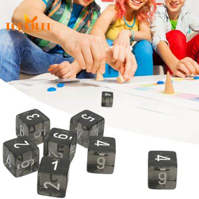 Dice Six Sided Acrylic Dice - 5Pcs, Easy-to-read 16mm Numbers, Durable Lightweight Black Translucent Dice For Board Games
