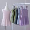 Girls Children Ballet Leotard Mesh Splice Cotton Short Sleeve Dance Clothing