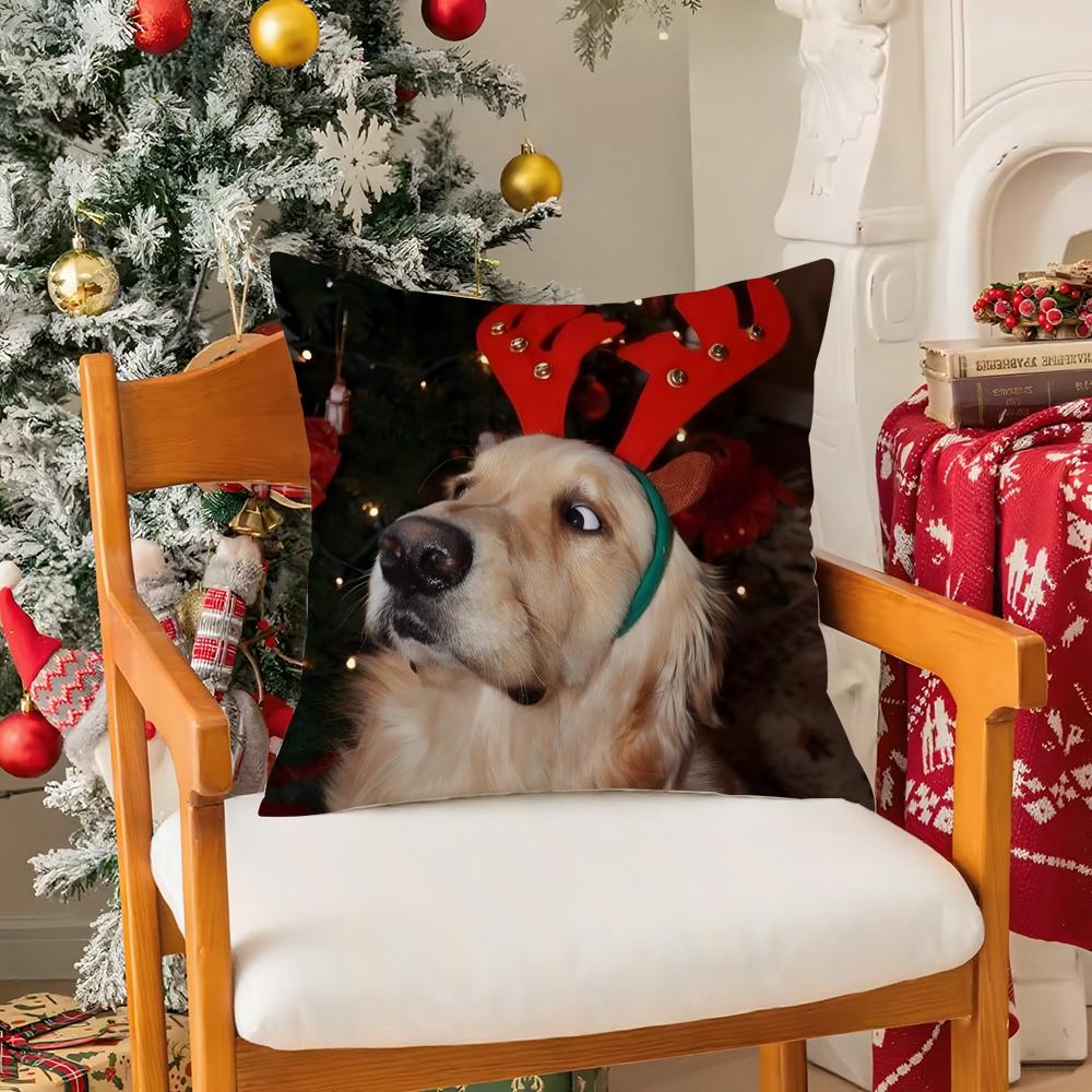 Fantasy And Quirky Animal Christmas Pillow Case Silky Short Plush With Invisible Zipper Dustproof Sofa Cushion Cover