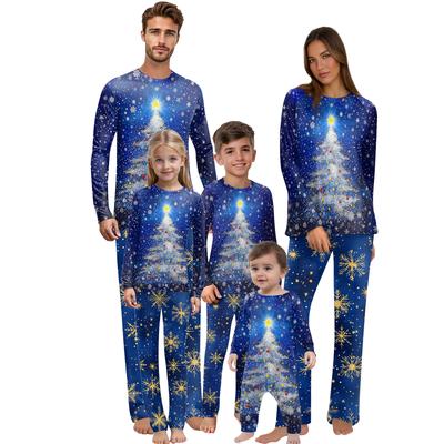 Vánoční potisk Rodinný outfit Dlouhý rukáv Top + Kalhoty Set Rodinný outfit