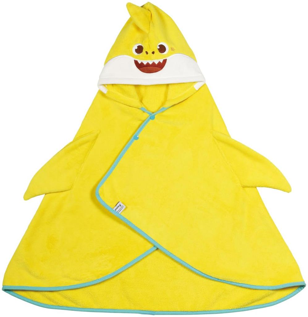 Skater Baby Shark Hooded Bath 108cm x 92cm Poncho, Moisture-Wicking, Quick-Drying, (BPO1-A)