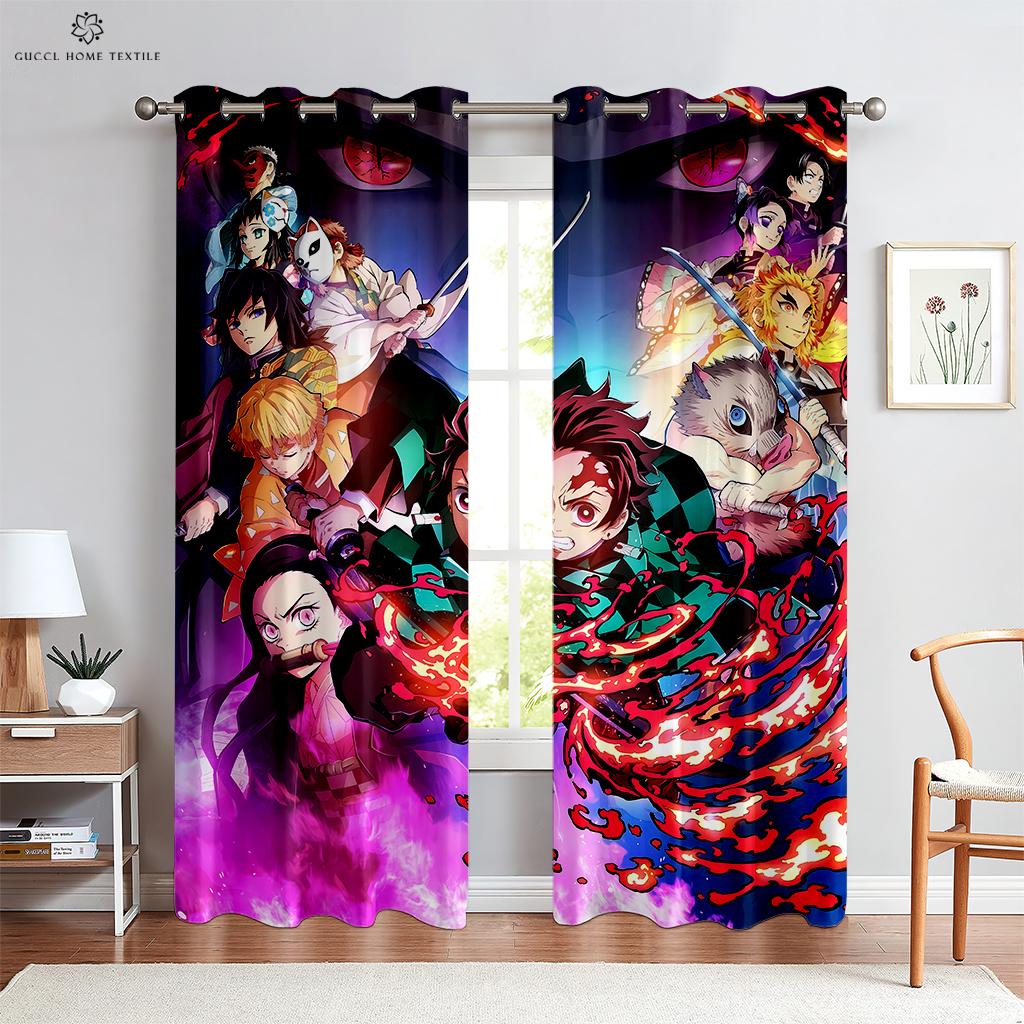Animation Cartoon Curtains for Children's Room, Kitchen, Living Room, Study, Decorative, Home Decoration, 2 Pcs