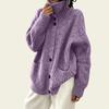 Women's Color Loose Fit Knit Cardigan with Pockets for Daily Wear