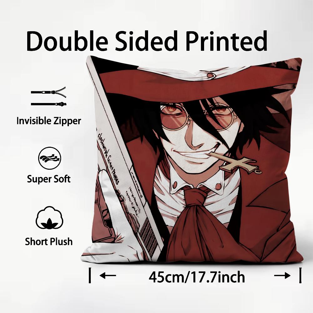 Anime Hellsing Cushion Cover Pattern Printed Pillowcase For Living Room Sofa Cushion Cover & Bedroom Decor