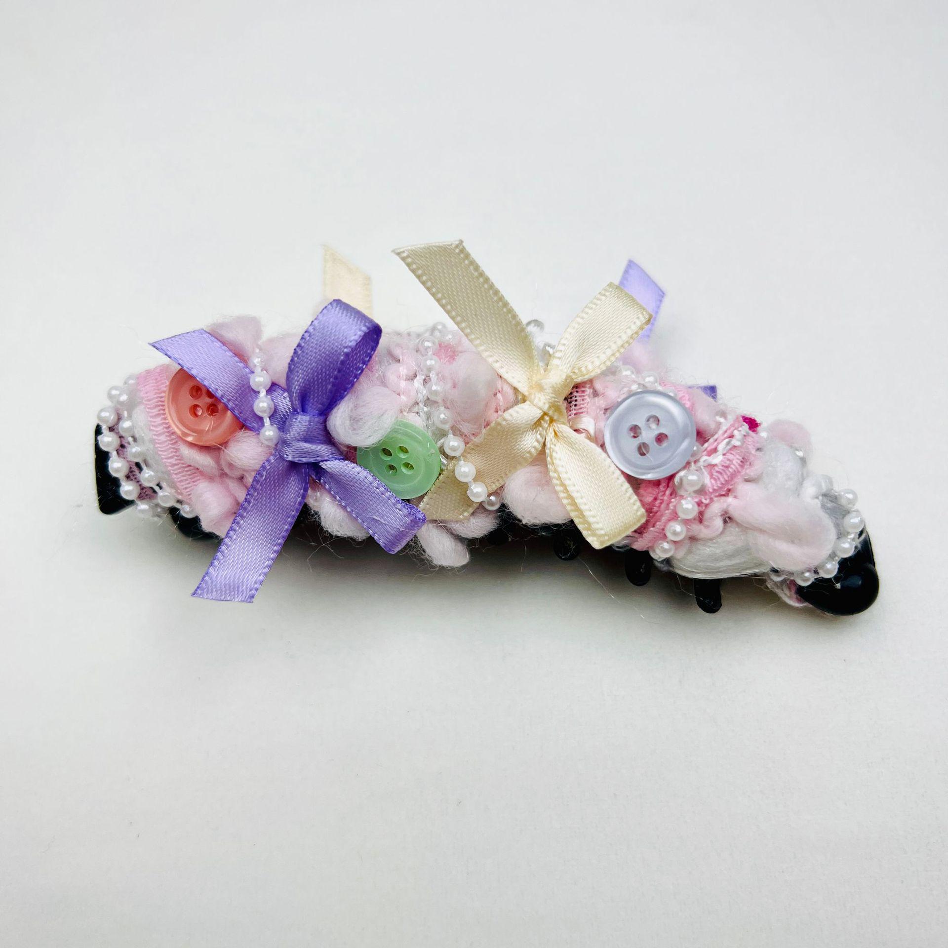 

Seven-Color Mohair Rhinestone Women s Elegant Side Hairpin Pure Natural