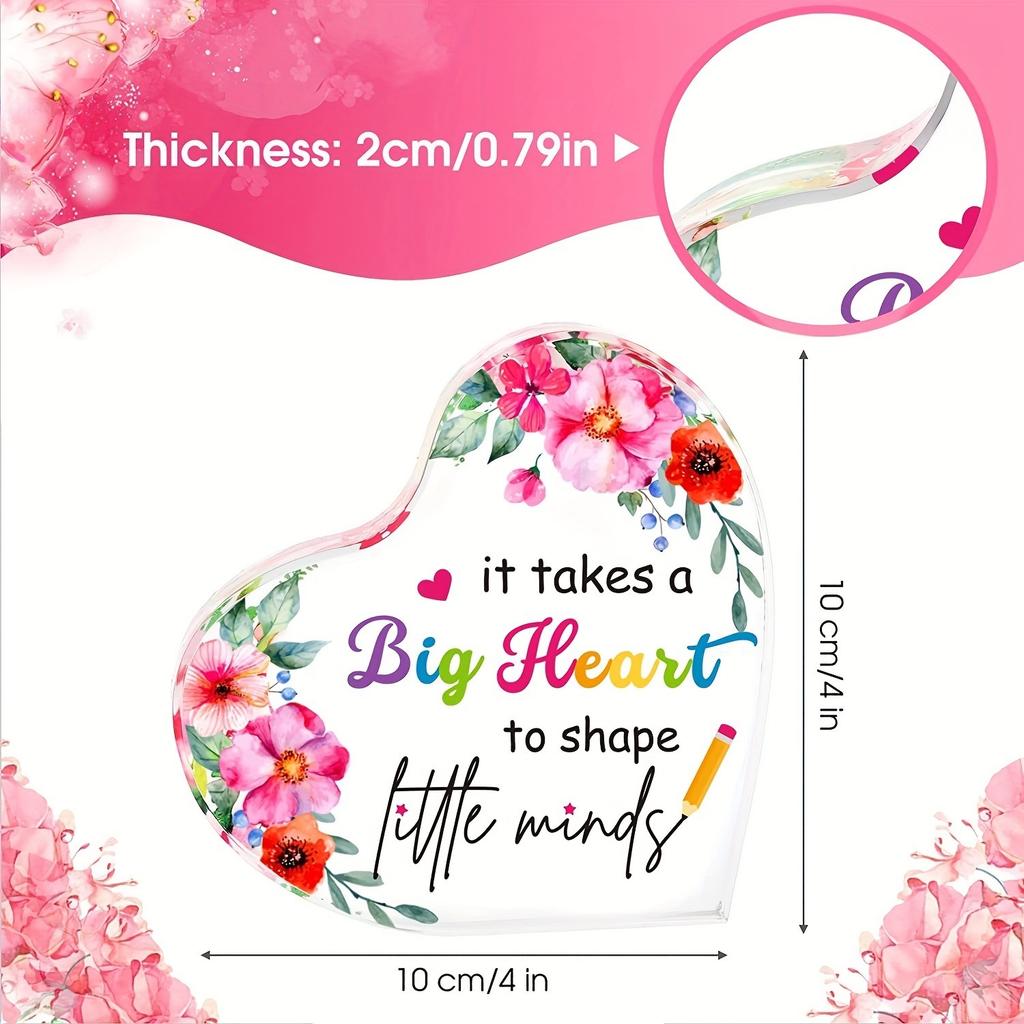 Cherished Teacher Appreciation Gift - Acrylic Keepsake with Inspirational Quotes, Perfect for Desk Decor, Graduation & Retirement, Teacher's Day, Best