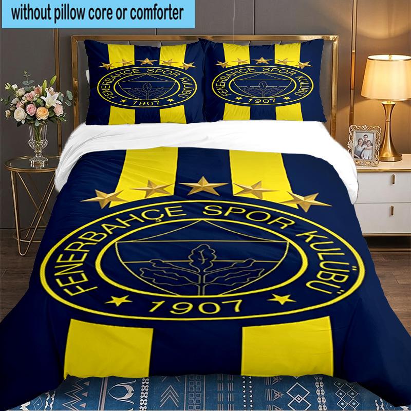 Fenerbahçe Crest Design 3PCS Bedding set,Ideal for 1pc Duvet Cover And 2pcs Pillowcases Perfect for Fan gift,Ideal for Bedroom, Dormitory