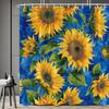 Sunflower Shower Curtain Blue Background Watercolour Art Aesthetic Rustic Wildflowers Sunshine Flower Yellow Bathroom Decor