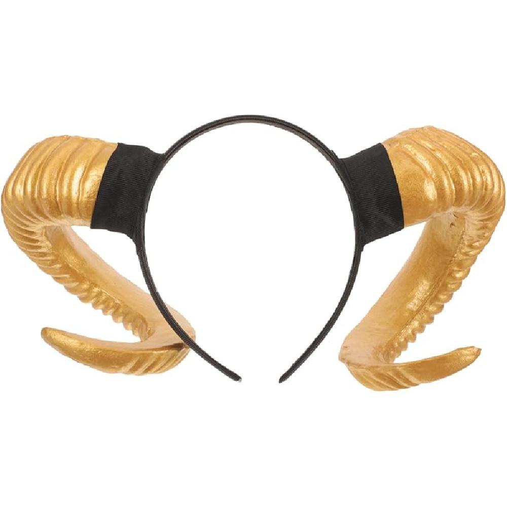 Golden Artificial Sheep Horn Headband Cosplay Performance Hair Accessory Party Headdress Horn Hair Hoop for Costume and Themed Events золотистый
