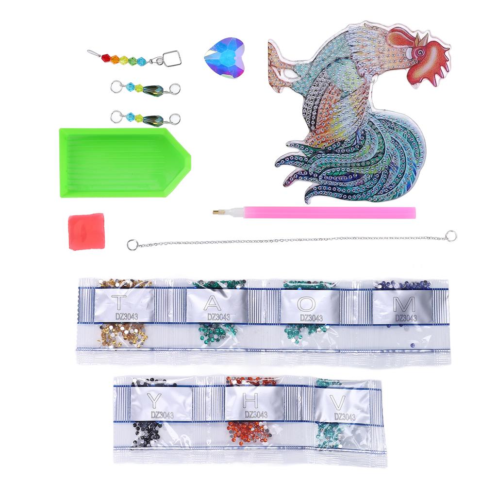 რინსტონის ნახატი წვრილი ნამუშევარი მამლის ნიმუში რინსტონის ხელოვნების ნახატი