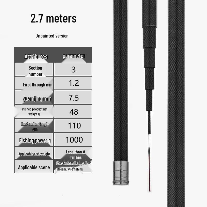 Super Fine Hard Carbon Fiber Crucian Carp Hand Rod for Taiwan Fishing