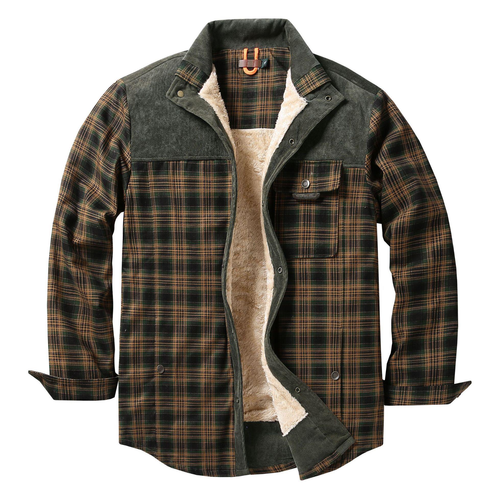 

Men s Winter Plaid Fleece-lined Cotton Jacket - European Size, Plus Size Available 4XL