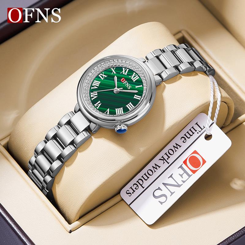 Women's Sanda Round Quartz Wristwatch - Elegant, Diamond-Accented, Light Luxury, Waterproof.