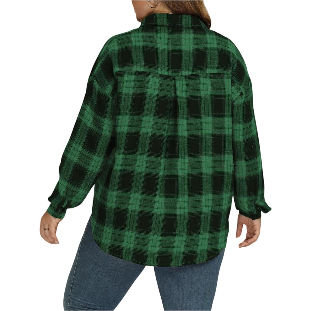 Women's Fashionable Casual Button-checked Long-sleeved, Versatile Formal Shirt Jacket