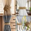 4 Pack Braided Curtain Tiebacks, Farmhouse Boho Rustic Holdbacks, Handmade Decor Accessories for Home Office Bedroom Window Drapes (4, Natural)