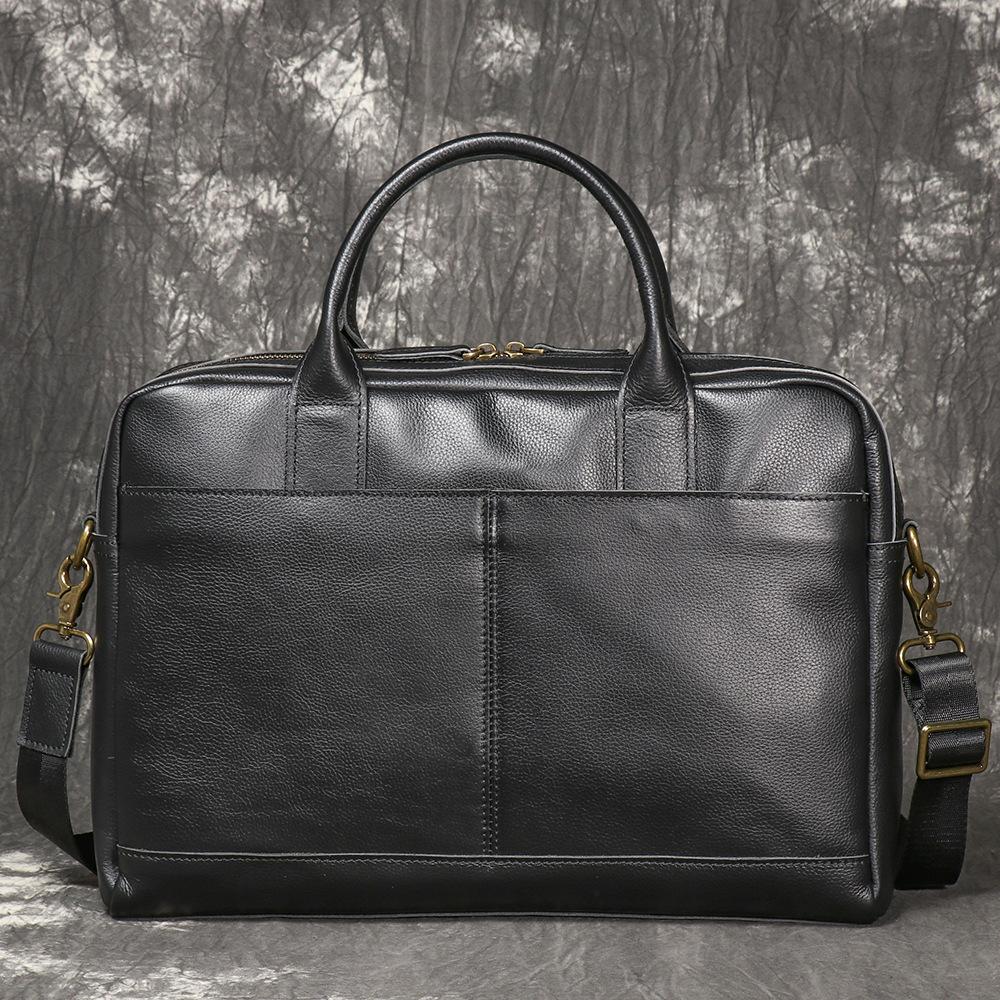Men S Genuine Leather Handbag, First Layer Cowhide, Shoulder Messenger, Commuter Briefcase, Large-Capacity Computer Bag чёрный