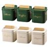 Recipiente para Chás, Café e Doces com Tampa de Bambu para Bancada de Cozinha, Pote de Armazenamento Selado Multifuncional para Alimentos Secos