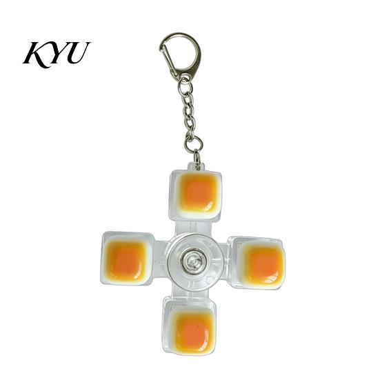 Glowing Fidget Spinner 4-Keys Keyboard Toy, LED Light-up with Office Desk Gadget Keychain, Stress Relief Push Button Finger Clicker Pendant Toy