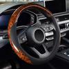 Wood Grain Steering Wheel Cover Microfiber Leather Universal 14 1/2-15 Brown