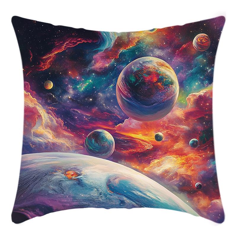 Beautiful Space Galaxy Planet Linen Pillow Cover Cushion Pillow Cover Set of Four