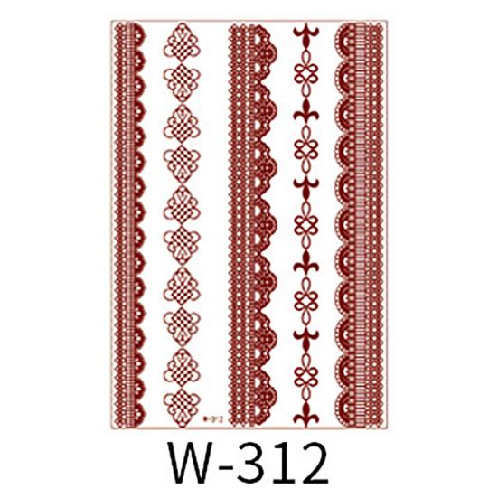 

Водостойкие геометрические временные татуировки, кружевные цветочные татуировки, переносные татуировки, наклейки, временные наклейки для боди-арта 312 красный/оранжевый