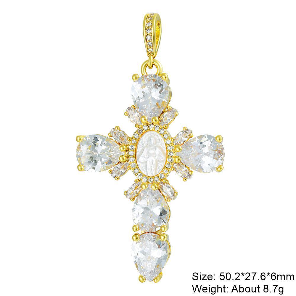Personalized European & American Cross-Border Copper Zircon Cross Necklace & Earrings Set