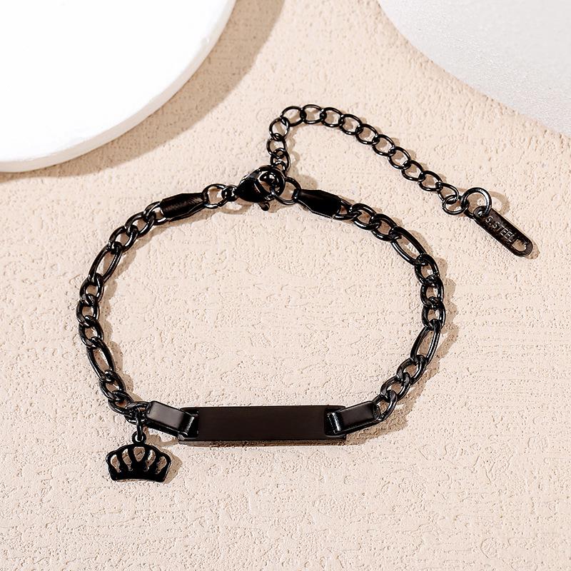 New Stainless Steel Laser Engraved Children's Cuban Chain Bracelet