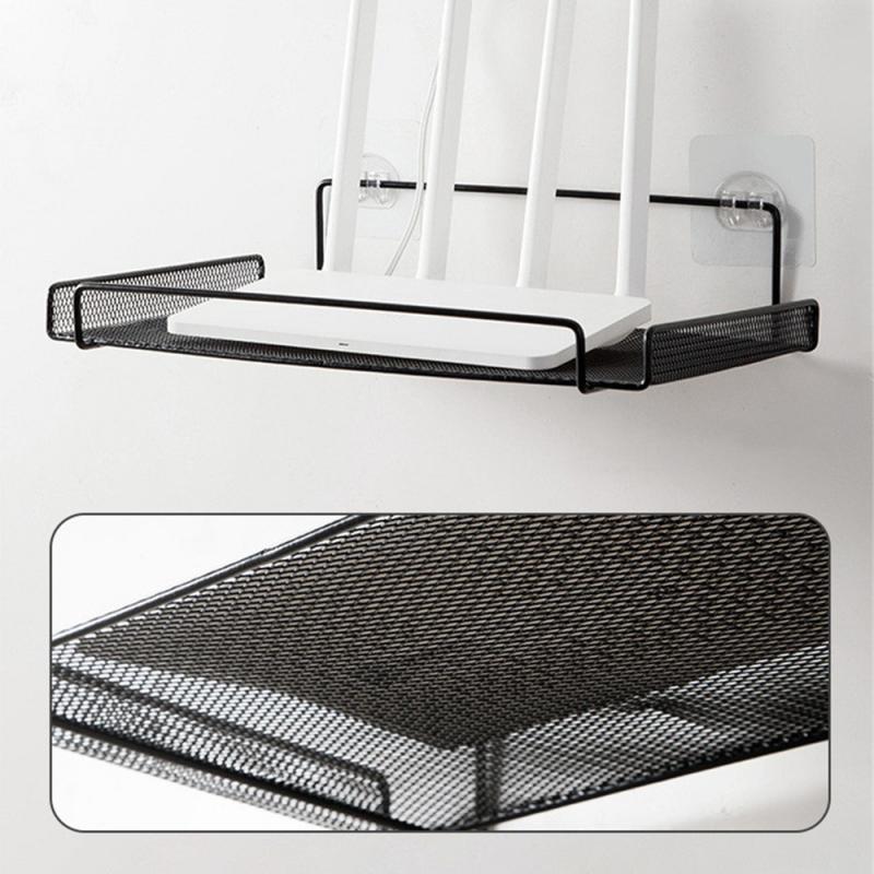 Top Box Storage Rack Wall Mounted Hole Free White/black Carbon Steel Household Tools Router Shelf High Quality Space Saving