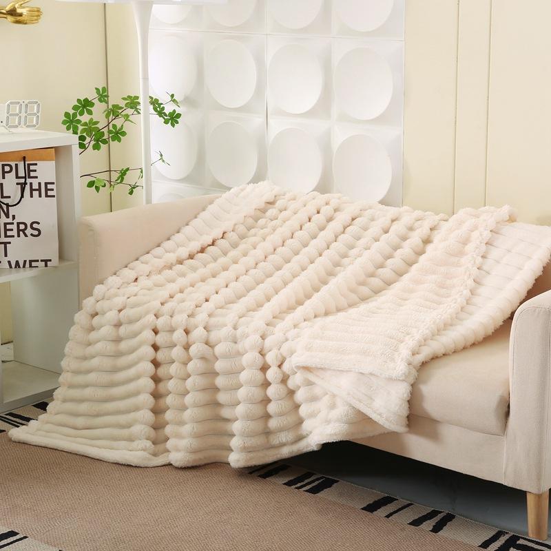 

Фланелевое одеяло для сна с кроличьим мехом/кроличьим вельветом для кондиционирования воздуха - Современное простое универсальное для четырех сезонов 100*150cm жемчужина белый