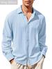 Spring Summer Men's Cotton Linen Shirt Long Sleeve Solid Color Casual Vacation Beach Lightweight Cozy Shirt