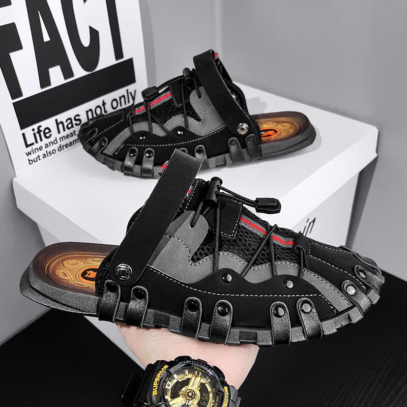 

Fashion Summer Mens Baotou Slippers Hard Flip flops Beach Shoes Soft Soled Casual Sandals Mens Shoes Outdoor Fashion All in one Drag 39 чёрный