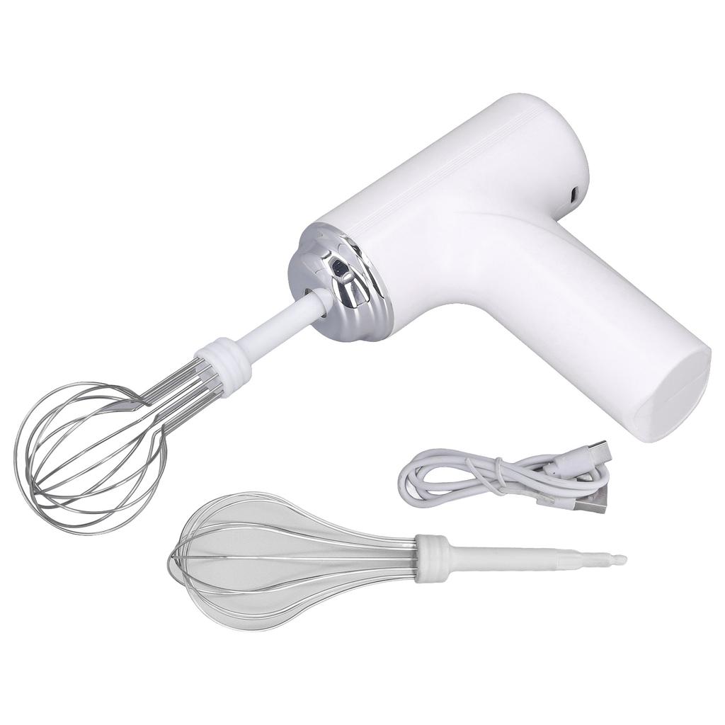 Electric Egg Beater Cordless Hand Mixer Handheld Egg Whisk for Cream Salad Dressing White