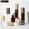 10Pcs 5ml 10ml 15ml Amber Clear Glass Roll On Bottles Natural Bamboo Wood Cap Sample Roller Ball Vials For Essential Oil Perfume