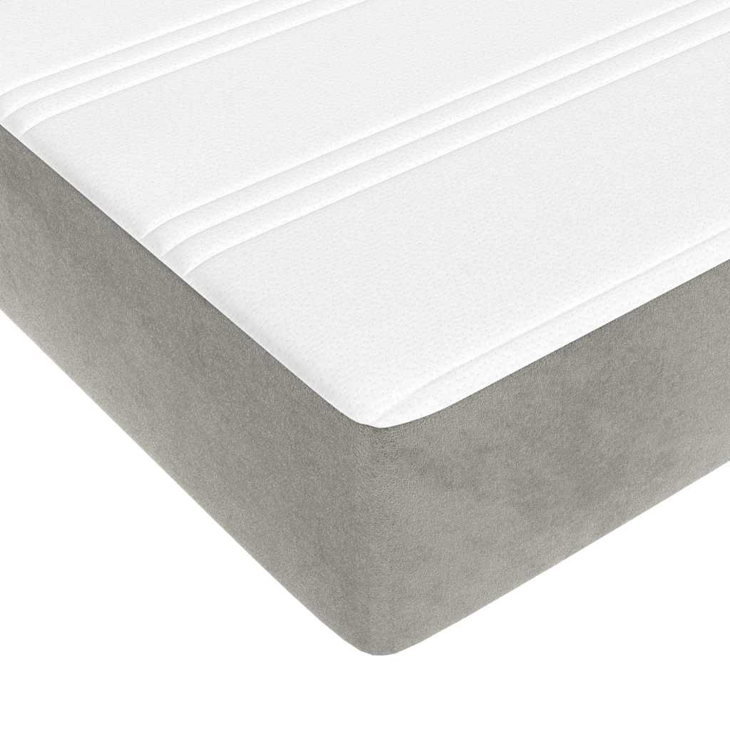Pocket Spring Mattress Medium Firm Light Grey 160 x 210 x 20 cm Velvet