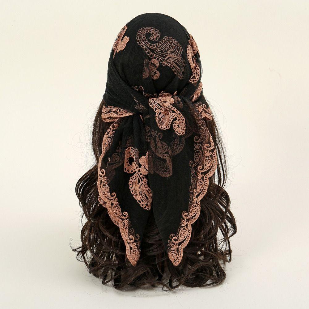 Cashew Pattern Lace Headwrap Embroidered Veil Turban Versatile Cashew Flower Bandana Head Wrap