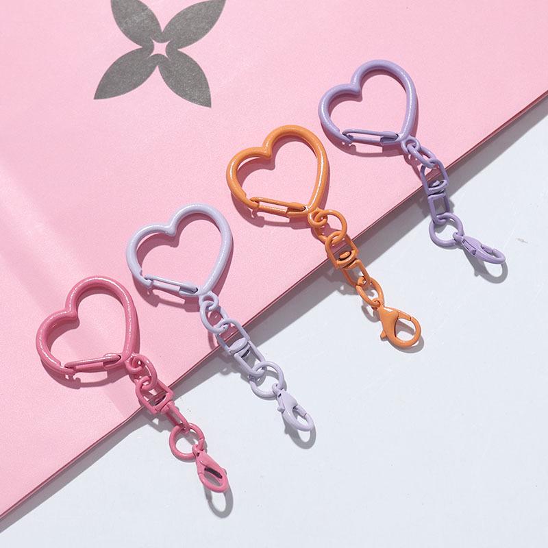 Zinc Alloy Heart & Perler Bead Ornament Keychain Accessory